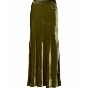 Elegant Olive Green Velvet Skirt